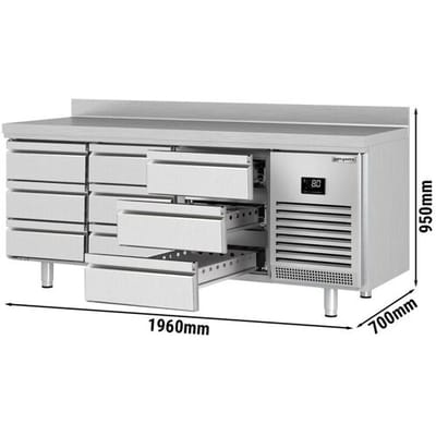 GGM Gastro Kühltisch Premium PLUS - 1960x700mm - 9 Schubladen - Aufkantung
