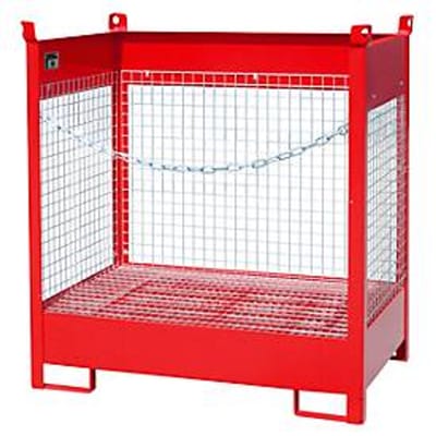 Stapelpallet voor vaten Bauer FSP-2 D, gaaswanden, voor 2 x 200 l vaten, rood