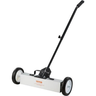 Balayeur Magnétique à Roulettes 45 Lbs, Balayeur Magnétique à Pousser, Balayeur de Pelouse Magnétique Large 18 Pouces, Aimant avec Télescopique