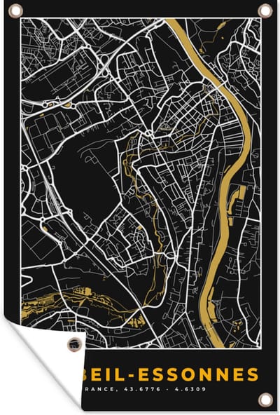 Muurdecoratie Frankrijk - Stadskaart - Corbeil-Essonnes- Plattegrond - Kaart - 120x180 cm - Tuinposter - Tuindoek