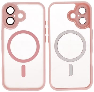 MagSafe Hoesje Geschikt voor iPhone 17 - Mat-Transparent met Camera Beschermer Case - Roze
