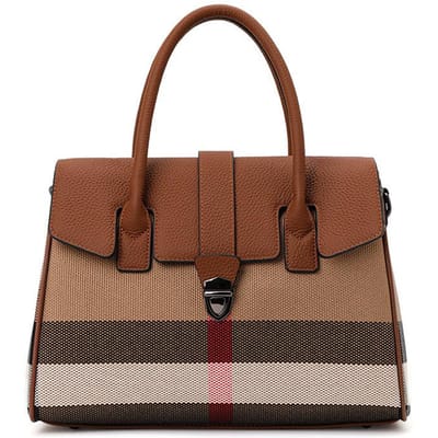 Nieuwe Herfst- en Wintercanvas met Rundleer Europese en Amerikaanse Mode en Casual Echt Leer Dames Tas High-end Draagbare Crossbody Tas brown