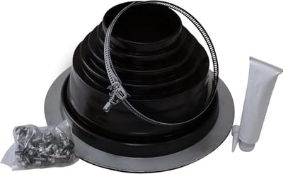 Dakdoorvoer Kit - Dakventilatie Set - Dakafvoer Afdichten - Flexibele Dakmanchet - Ø 110-200mm - Zwart