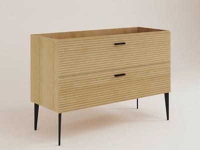 Vente-unique Wastafelmeubel staand - 2 lades - kleur: naturel gestreept - 120 cm - SARONE