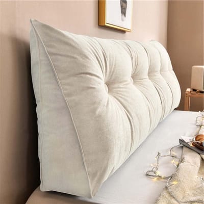 Wigkussen - Leeskussen rugsteun - Ontspannen lezen - Afneembare hoes - 60 x 50 x 20 cm - Beige