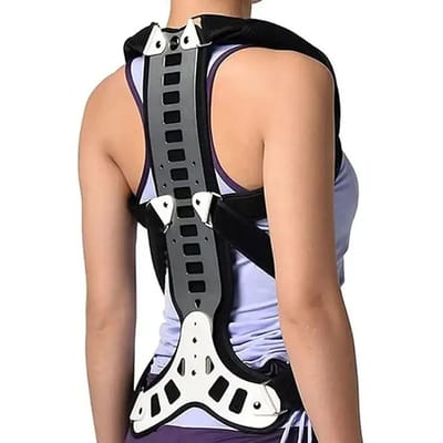 Verstelbare Rugsteun Houding Corrector voor Dames Heren Scoliosis Kyfose Correctie Ruggenwervel Ondersteuning Rug Rechttrekker Trainer Small beige