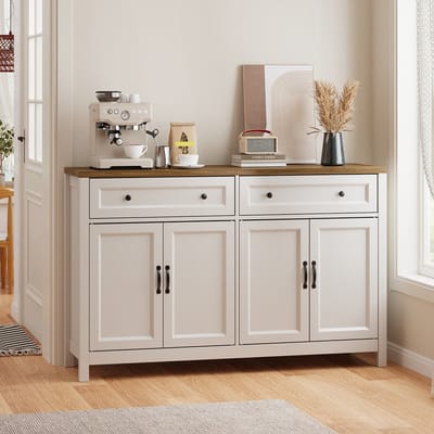 Bealife AP59 Ladekast - Keukenkast met 2 lades en 4 deuren - Dressoir met werkblad voor keuken, woonkamer, hal en eetkamer - Bruin