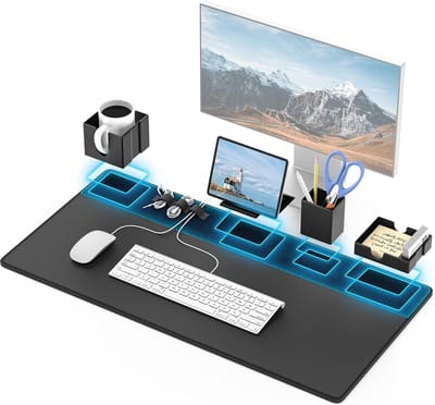 Bureauonderlegger-organizerset 7-in-1 muismat klittenband desktopopbergaccessoires kantoor en thuis