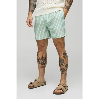 Merk Zwembroek met Streep Middenlengte Zwembroek | Khaki | Size XS