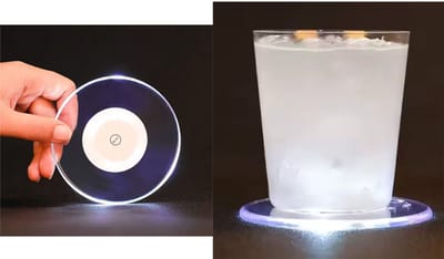 Onderzetters met LED licht - Wit LED licht - 4 onderzetters - Feestje - Onderzetters met verlichting - 10CM doorsnede - Wit licht - 4 stuks - CHPN