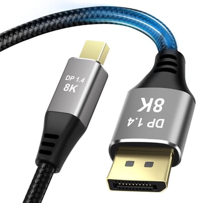 Allecto - Mini DisplayPort-kabel - HDMI 8K - 2M nylon gevlochten - DP-kabel 1.4 - Geschikt voor Surface Pro - Macbook Air en Pro