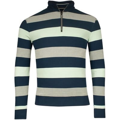 Baileys Trui Sweatshirt Half Zip Doubleface Yarn-Dyed Two Tone Stripes Olijf Groen / male