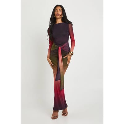 boohoo Dames Knoop Detail Lange Mouwen Maxi Jurk | Maat: 36