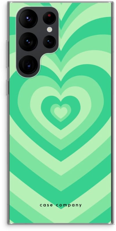Case Company® - Hoesje geschikt voor Samsung Galaxy S22 Ultra hoesje - Hart Groen - Soft Cover Telefoonhoesje - Bescherming aan alle Kanten en Schermrand