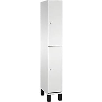C+P Dubbele kast Cambio, 1 vak, 2 vakken, op poten, B 300 x D 525 x H 1980 mm, lichtgrijs