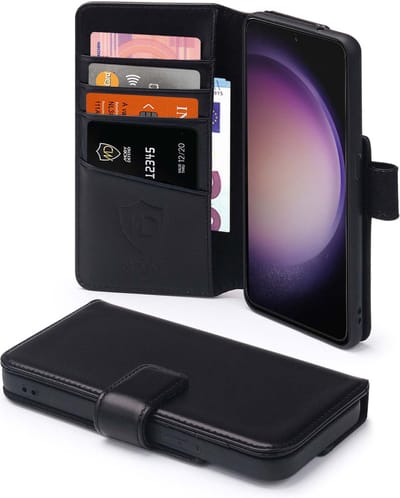 MobyDefend Hoesje - Geschikt voor Samsung Galaxy S23 - Luxe Leren Wallet Bookcase - Zwart
