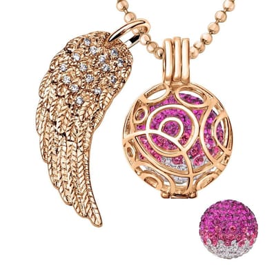 Engelenroeper 18mm Bolhouder met Ketting 90cm en Bolletje - Dames - Roségoudkleurig Cirkels - EBS18040