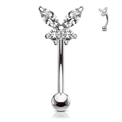 Piercing curved butterfly 1.2x8 - zilver - LMPiercings