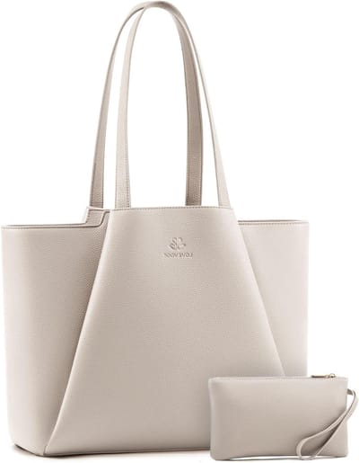Dames Schoudertas voor 15.6 Inch Laptop - Waterdichte Leren Shopper en Totebag voor Werk, Kantoor en Studie met Laptopvak