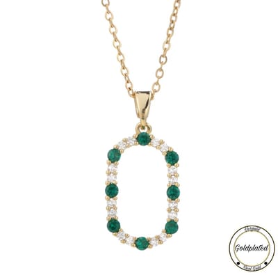 Soraro Zirkonia Groen Ovaal Ketting | Goldplated | Goudkleurig | Vrouwen Sieraden | Dames Ketting | Vrouwen Ketting | Best Verkochte Sieraden