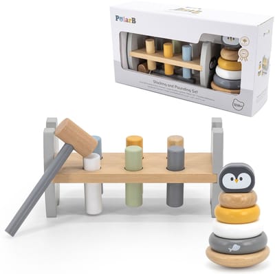 Viga Polarb Set Houten Piramide + Pinguïn Hamerpons Montessori - UNI
