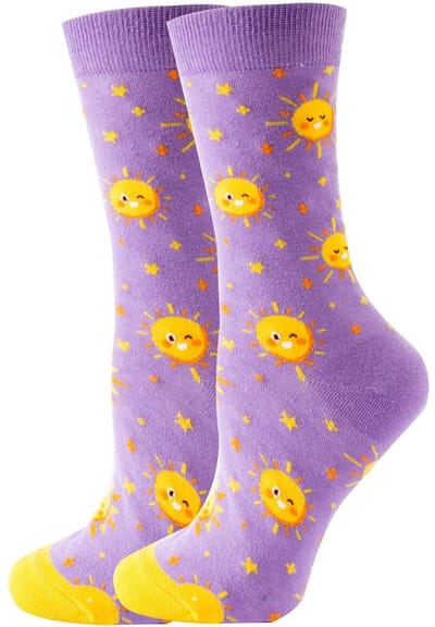 SilverAndCoco - Gekke Vrolijke Foute Sokken / Leuke Grappige Happy Dikke Warme Huissokken Dames & Heren Kerstcadeau pakket / Thermosokken Katoen / Wintersokken Mannen en Vrouwen Socks Sinterklaas Schoen Kerst Cadeautje - Zon / Zonnetje