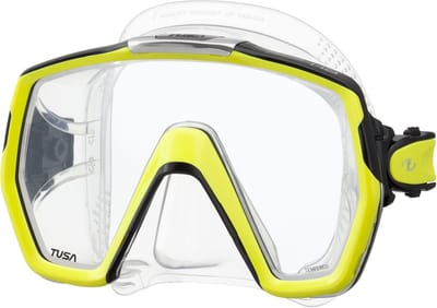 TUSA Freedom HD M1001 – Premium snorkelmasker & duikbril van hypoallergeen siliconen met breed panoramisch zicht en één venster – Transparant/Geel – M1001 FY