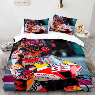3D Print Marc Marquez 93 Beddengoed Set Dekbedovertrek Bed Set Dekbedovertrek Kussensloop Dekbedovertrek King Queen Size Jongens Volwassenen Beddengoed 70x133cm 2pcs black