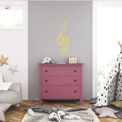 Muursticker - Muzieknoot - 46,4 x 121,6 - Geel