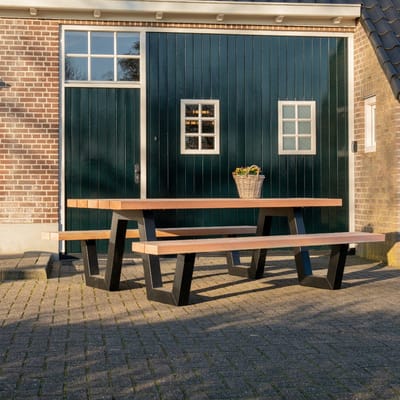 Tuilana - Picknicktafel - Buitentafel - W-poot - Robuust staal - Koker design - Douglas hout - 180 cm