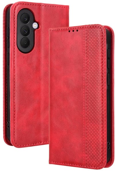 Coverup Hoesje - Geschikt voor Samsung Galaxy A57 Hoesje - Coverup Vintage Style Book Case - Rood