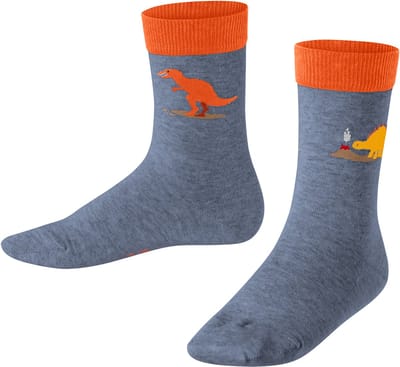 FALKE Dinosaurs gedessineerd katoen sokken kinderen blauw - maat 35-38