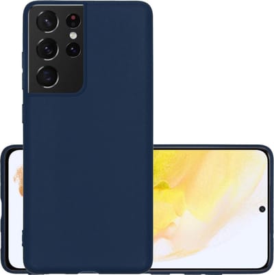 Hoesje - Geschikt voor Samsung Galaxy S21 Ultra - Sterk & Shockproof - Hoes Cover - Siliconen Case - Donkerblauw