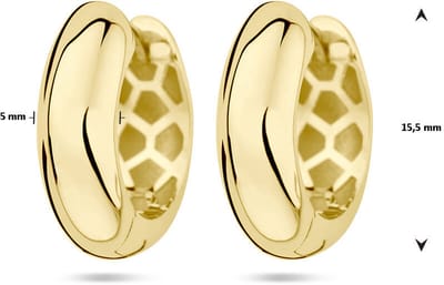 9K Geelgouden 9k klapoorringen 15,5 mm halfronde buis - 8000261