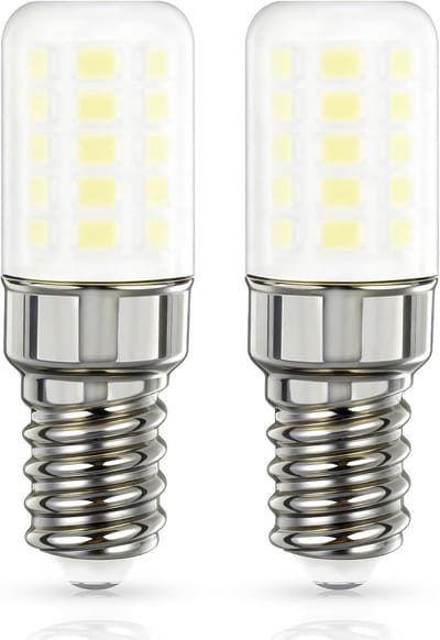E14 LED Koelkastlampje 3W Vervangt 40W Halogeenlamp, 405LM Koel Wit 6000K, Energiezuinig en Duurzaam, Set van 2