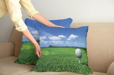 ABAKUHAUS Golf decoratieve kussenhoes, 2-pack, modern accent, dubbelzijdige digitale print, 60x60 cm, violet, blauw, groen, wit