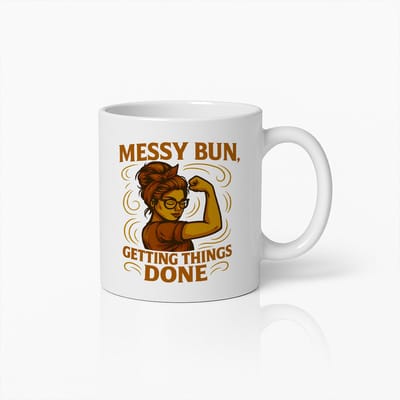 Messy Bun Dingen Voor Elkaar Krijgen Mok – 330ml Keramische Koffiebeker voor Gemotiveerde Vrouwen – Perfect Cadeau voor Doorzetters