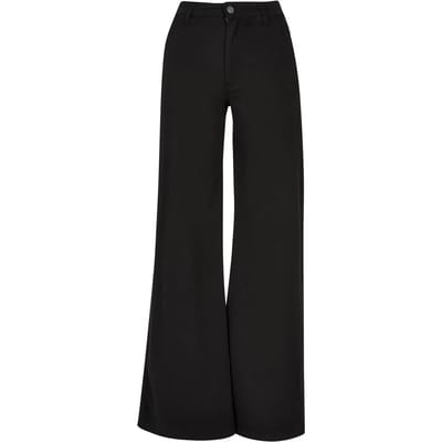 Urban Classics Dames chino broek met hoge taille en wijde pijpen zwart 26