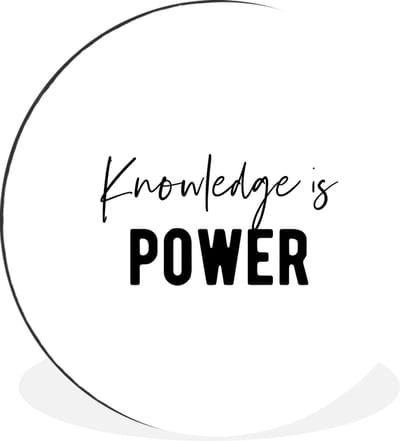 WallCircle - Wandcirkel - Muurcirkel - Quote - Kennis - Power - Aluminium - Dibond - 30x30 cm - Binnen en Buiten
