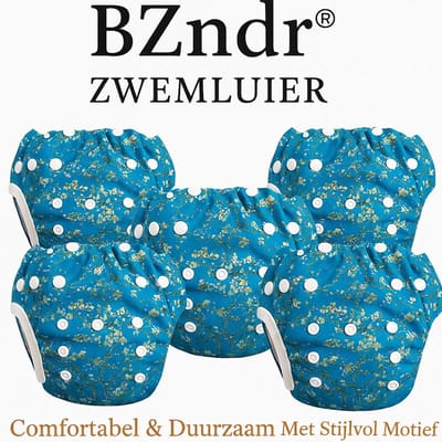 BZNDR® 5 stuks - Zwemluier amandelbloesem- 0-3 jaar -5 t/m 18 kg - Wasbaar - Zwemluier baby