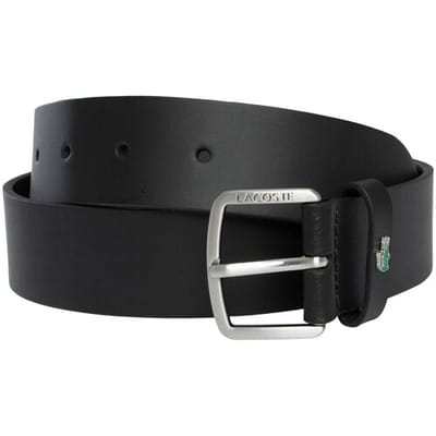 LACOSTE Leren Riem Plain Leather Belt W85 Noir Zwart