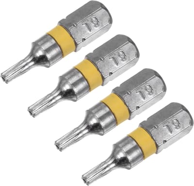 Magnetic Torx Screwdriver Bit, T9 25mm Length 1/4 Inch Hex Shank, S2 Steel Star 6 Point Drill Driver Tamper Proof - ShopVlot