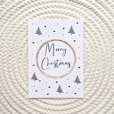 Kerstkaarten 10 stuks - Merry Christmas - A6 - zwart wit goud - Studio Juulz