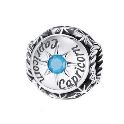 Sterrenbeeld steenbok bedel met blauwe zirkonia geboortesteen | bedels voor armband | zodiac capricorn bead | Zilverana | geschikt voor alle bekende merken | 925 zilver | moederdag