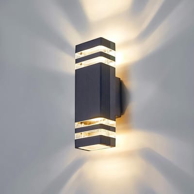 LED wandlamp buiten - IP65 muurverlichting met GU10 fitting en warm wit licht - Antraciet grijs