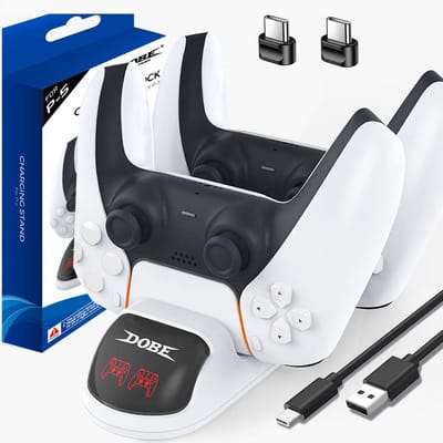 Oplaadstation Geschikt voor: Playstation 5 (PS5) Docking station Laadstation Dual Sense charging station Accessoires - Oplader - Charger - 2 Controllers - Usb C kabel PS5 controller TP5-0506