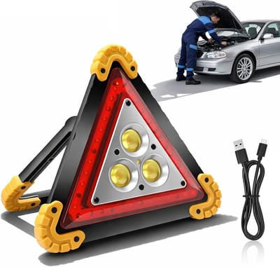 Gevarendriehoek voor auto met LED-verlichting, opvouwbaar en multifunctioneel voor pechhulp, autoreparatie en vrachtwagenavonturen met 4 modi