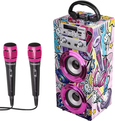 Karaoke Machine Roze met 2 Microfoons, Bluetooth, USB en FM-Radio | Speelgoed voor Kinderen en Jongeren