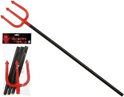 Duivel drietand - zwart/rood - 105 cm - Duivelsvork - Halloween/horror verkleedaccessoires