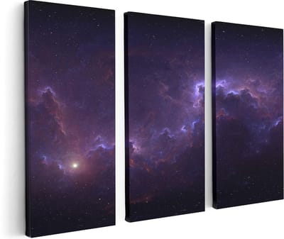 Artaza Canvas Schilderij Drieluik Ruimte - Heelal - 120x80 - Foto Op Canvas - Canvas Print